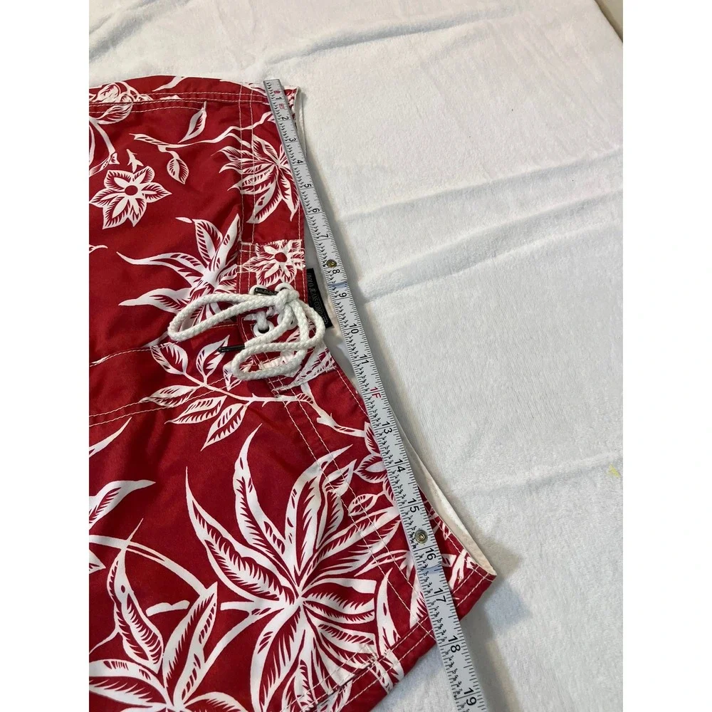 Polo Jeans Co Ralph Lauren Mens Red White Tropical Floral Board Shorts Size L